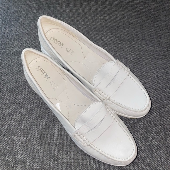 Geox Respira White Leather Loafers - Picture 2 of 5